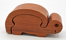 Vintage Wooden Turtle Puzzle Trinket Jewelry Stash Box RETRO BOHO *FREE SHIP* picture