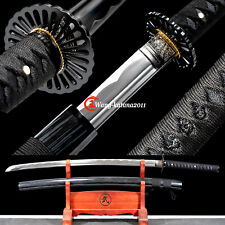 All Black Functional Katana Battle Ready 1095 Steel Sharp Japanese Samurai Sword picture