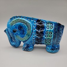 Vtg Bitossi Rimini Blu Ceramic Elephant Figurine Aldo Londi Italy Mid Century  picture
