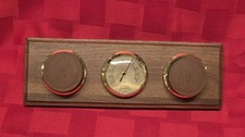 Vintage Italian Cigar Humidor Hygrometer Dual Humidifier Wood Brass Panel picture