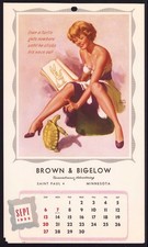 VINTAGE SEP 1953 BROWN & BIGELOW PINUP GIRL POSTER CALENDAR PAGE EARL MORAN ART picture