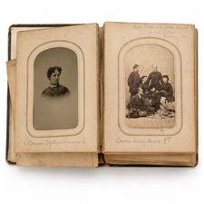 Antique Victorian Photo Album 8 Identified CDV Portraits Handwritten Names 1800s picture