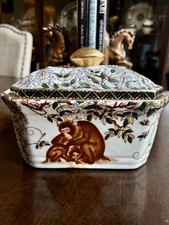 Vintage Porcelain Monkey Asian Chinoiserie Trinket Box 7”x6”x5.5” picture