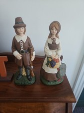 Vintage 1997 Walnut Ridge Collectibles Pilgrim Couple Thanksgiving Figurines picture