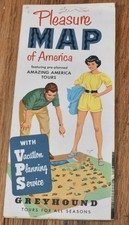 Vintage 1953 Greyhound Bus Lines Pleasure Map of America Pictorial Brochure Trav picture