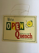 Vintage Original 1960s Quench Soda Sign Open Closed Pop Drink picture