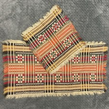Vintage Textile Handmade Swedish Weaving Monks Belt Cloth 70s Table Runner Decor picture