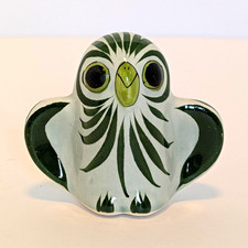 Green Ceramic Tonala Vintage Owl Signed MEXICO 3