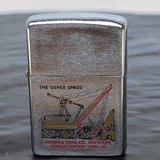 Zippo Lighter 1964 Vintage Hanna Coal Co Silver Spade Patent Bottom Used ⛏️ picture