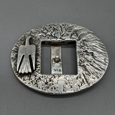 Vintage Native American Sterling Silver Tufa Cast Thunderbird Belt Buckle 75g picture