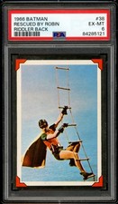 1966 TOPPS USA BATMAN Riddler Back #38 Rescued By Robin PSA 6 EX-MT Card picture