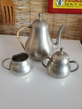 Vintage Pewter Metal Teapot Meeuws & Zoon Den Haag Holland sugar bowl and jug  picture