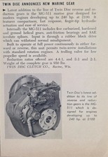 1956 Magazine Photo Twin Disc Clutch Co. MG-511 Marine Gears Racine,Wisconsin picture
