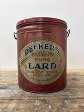 Vintage Decker's Piquality Pure Lard 50 lb Tin Can Decker Piqua Ohio Advertising picture