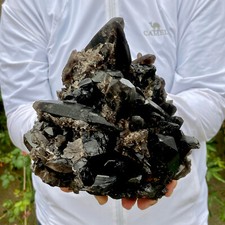 7.4LB Natural Beautiful Black Quartz Crystal Cluster Mineral Specimen Rare picture