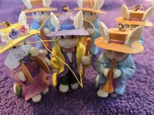 VTG Silvestri Lot Easter Bunny Bonnet Parade Ornaments 1980s Decorations picture