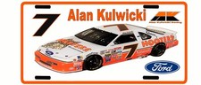 Vintage looking ALAN KULWICKI HOOTERS Racing Team - 7 License Plate 1980s picture