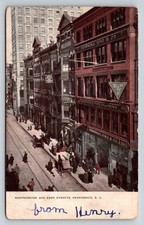 1907 Providence RI Westminster Eddy Streets City Life Postcard Browning King Co picture