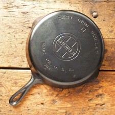 Vintage GRISWOLD Cast Iron SKILLET Frying Pan # 8 LARGE BLOCK LOGO - Ironspoon picture