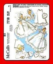 Infant BABY Baptism DRESS Christening GOWN Pattern EMBROIDERED 7718 Vtg 1965 picture