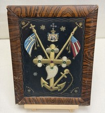 Antique Embroidered Greek Orthodox Maritime Anchor Cross Heart Flags Portrait picture