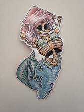 New Jersey Mermaid Skeleton Sticker by Artist Skullboy Decal picture