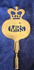 Antique 19thC Brass Friendly Society Pole Head Finial Staff Topper Monogram MBS picture