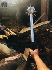 Medieval Hand Made Spiked Ball Mace Silver with Silver Deadly Morning Star picture
