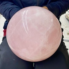 9.89LB Large Natural Pink Rose Quartz Crystal Sphere Ball Healing Reiki picture