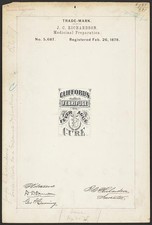 1878 J C Richardson Cliffords Febrifuge Fever Ague Cure Trademark Registration picture