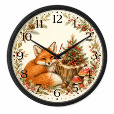 Christmas Fox 10 Inch Diameter Wall Clock | Winter Holiday picture