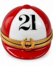Vintage The 21 Club NYC Restaurant Equestrian Jockey Cap Trinket Box picture