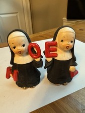 Vintage Ucagco Ceramic Christmas NOEL nuns Salt And Pepper Shakers picture