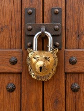 Brass Lion Padlock with two keys, Animal functional padlock, Antique Lock picture