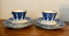 Pair of LOMONOSOV Imperial Russian Porcelain Cup Saucer Sets- BRIDESMAID BASKETS picture