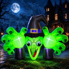 6FT Giant Halloween Inflatables Wicked Witch W/ Huge Grabbing Hands LED picture