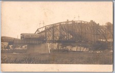 c1905 Electric Interurban Trolley Steel Truss Bridge RPPC Real Photo Postcard picture