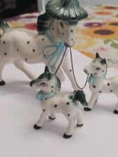Vintage Japan Adorable Mare & Foal Anthropormorphic Horses On Chains Japan picture