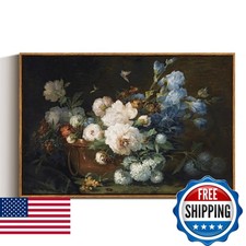 ARPEOTCY Vintage Framed Canvas Wall Art Floral Hydrangea Peonies Farmhouse picture