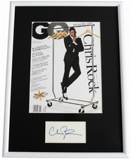 Chris Rock signed index card cut framed w/ 2002 GQ cover JSA Saturday Night Live picture