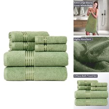 Bedford Home 100% Cotton Hotel 6 Piece Towel Set - Green picture