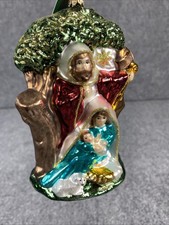 European Hand-Made Blown Glass Christmas Ornament Nativity Scene Made in Poland picture