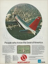 1985 NORTHWEST ORIENT Airlines BOEING 747 ad WORLD TRADE CENTER advert NEW YORK picture
