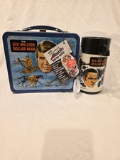 Unused 1974 Vintage Six Million Dollar Man Collectible Metal Lunchbox & Thermos picture