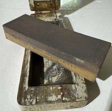 Vintage Norton Pike India Oilstone Fine Grit Bench Sharpening Stone Wooden Box picture