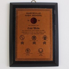 Vintage 1956 Marysville High School California Student Award picture