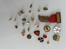 Vintage Mixed Lot Pins Badges Buttons Coins Medals Enamel Military picture
