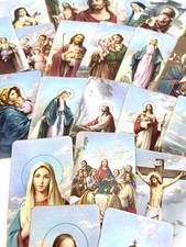VTG Catholic Ephemera LOT of 25 Assorted Prayer Cards English Mary Jesus Gilded picture