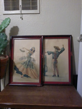 Vintage Collectible Mexican Folk Art George Telo Framed Prints Mexican Dancers picture