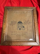 Antique sampler estate sale find needlepoint handcrafted school picture